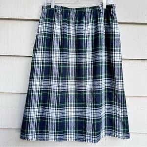 Vintage Appleseed's Plaid Midi Skirt Elastic Waist Made in USA Size 16